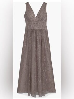 Donna Karan Taupe Maxi Dress Skirt with Subtle Glitter